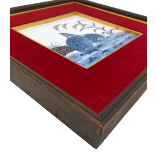 源右衛門窯 (ゲンエモンガマ) 陶額 粟と鶉（うずら）