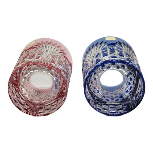 KAGAMI (カガミ) 江戸切子ペアロックグラス TPS370-2943AB 笹っ葉に四角籠目 2Pセット