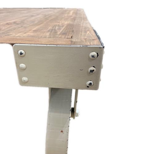 ローテーブル 車輪止め付 ブラウン×ホワイト