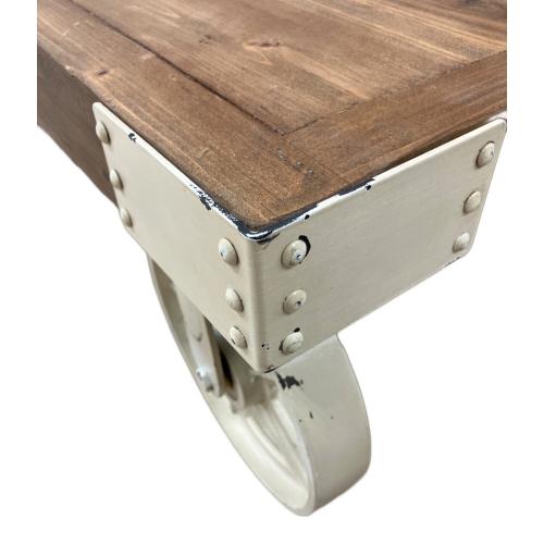 ローテーブル 車輪止め付 ブラウン×ホワイト