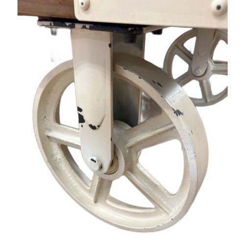 ローテーブル 車輪止め付 ブラウン×ホワイト