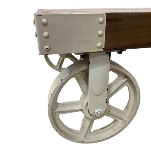 ローテーブル 車輪止め付 ブラウン×ホワイト