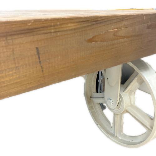 ローテーブル 車輪止め付 ブラウン×ホワイト