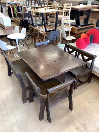 karimoku (カリモク) ベンチダイニングセット 96 ブラウン RUSTIC
