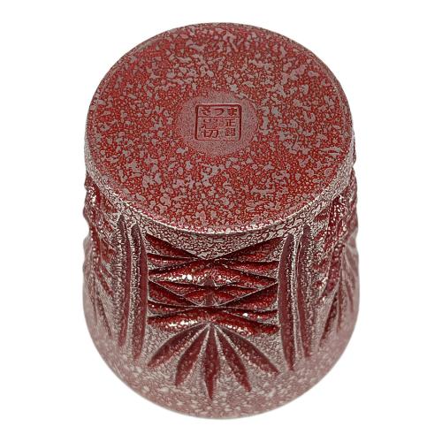 薩摩錫器工芸館 (サツマスズキコウゲイカン)ペアタンブラー 切子オンザロック 黒吹雪漆加工 赤吹雪漆加工