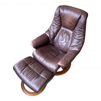 Ekornes (エコーネス) リクライニングチェアー オットマン付 ブラウン