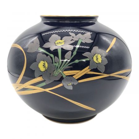 香蘭社 (コウランシャ) 瑠璃色金彩花瓶 OLDロゴ