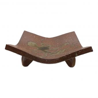 信楽焼 (シガラキヤキ) 脚付皿 四代 髙橋 楽斎