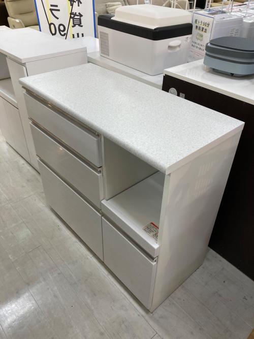 ニトリ キッチンカウンター ホワイト 314 スライド台 引出③ アルミナ2 100