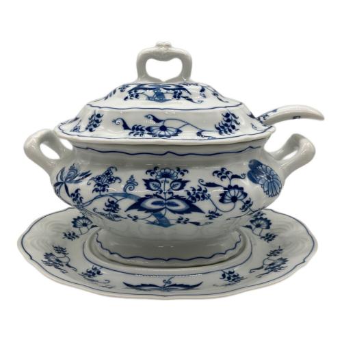 BlueDanube スープポット 楕円受け皿・陶器お玉付