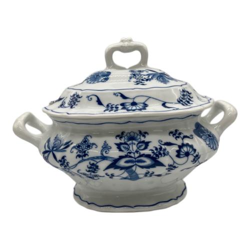 BlueDanube スープポット 楕円受け皿・陶器お玉付