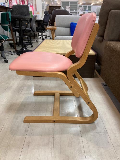 浜本工芸 (ハマモトコウゲイ) デスクチェア ピンク×ナチュラル 1人掛け