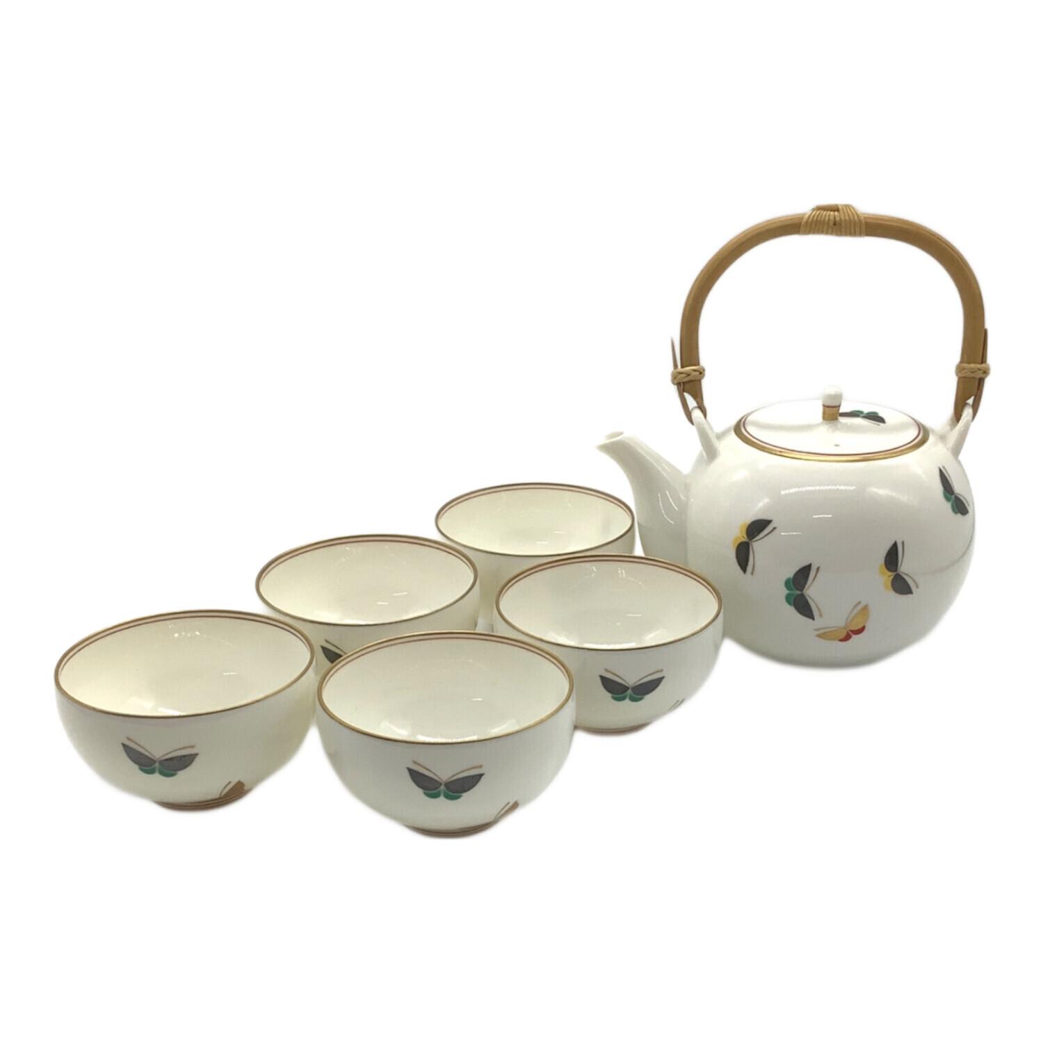 香蘭社 蝶々茶器セット】 急須1 湯呑5 値下げ6500円→5000円 香蘭社 蝶々茶器セット】 急須1 湯呑5 値下げ6500円→5000円