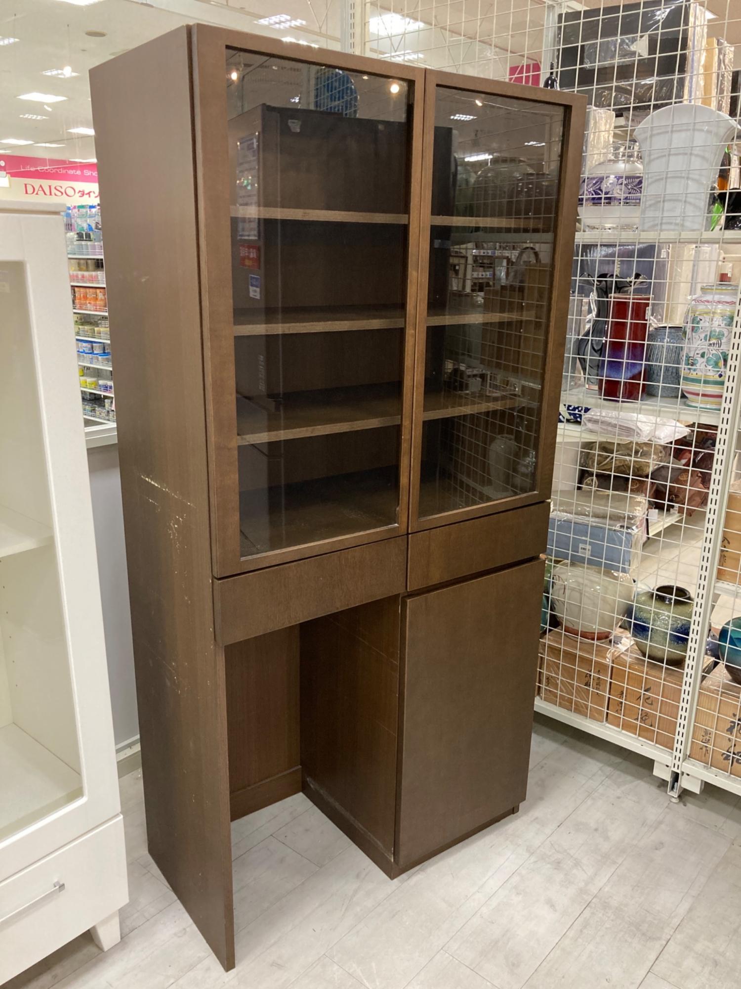 無印良品 (ムジルシリョウヒン) 食器棚 ブラウン 81 2枚扉｜トレファク