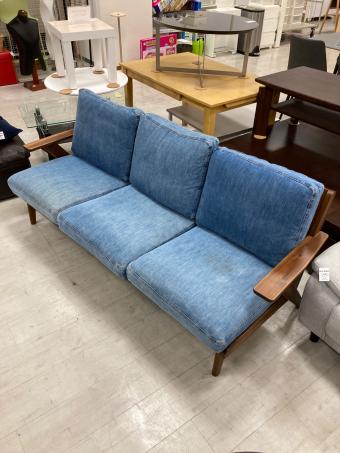 UNICO (ウニコ) 3人掛けソファー ブルー×ブラウン 155 SWELLA