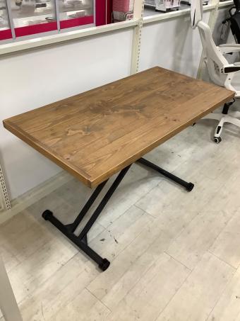 昇降デスク(手動) ブラウン×ブラック 北欧 カフェ風 木製