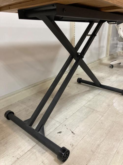 昇降デスク(手動) ブラウン×ブラック 北欧 カフェ風 木製