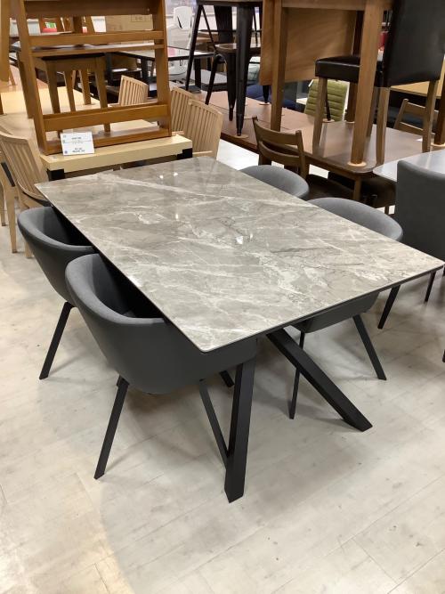 ニトリ ダイニング5点セット グレー×ブラック 143 セラミックス セーラル×TD301