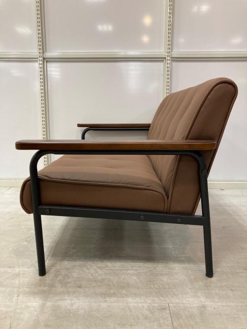 2人掛けソファー ブラウン アーム付 ファブリック