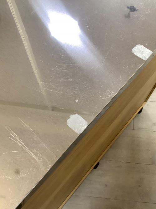 大和木工 (ヤマトモッコウ) キッチンカウンター ナチュラル×シルバー 141 ステンレストップ 引き出し付き