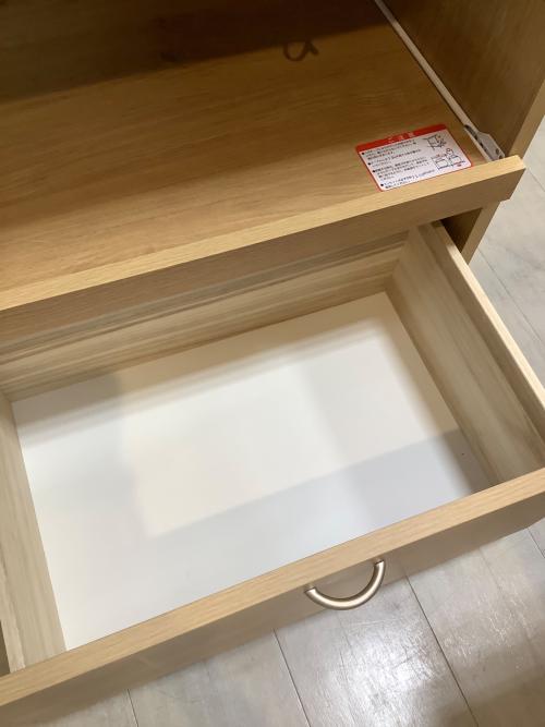 大和木工 (ヤマトモッコウ) キッチンカウンター ナチュラル×シルバー 141 ステンレストップ 引き出し付き