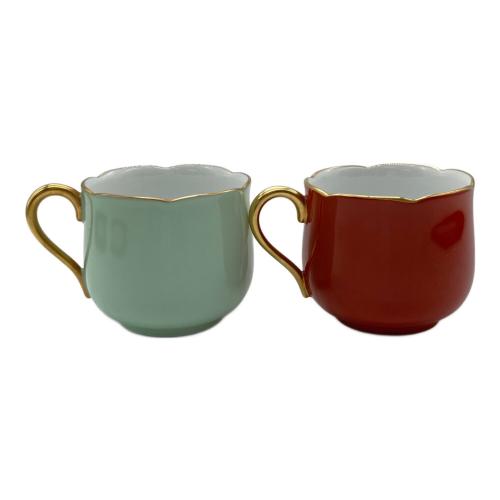 大倉陶園 (オオクラトウエン) デミタスカップ&ソーサー レッド×ミントグリーン 色蒔き 2Pセット