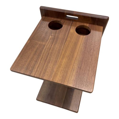 大川家具 (オオカワカグ) ドリンクホルダー付きサイドテーブル ブラウン ウォールナット