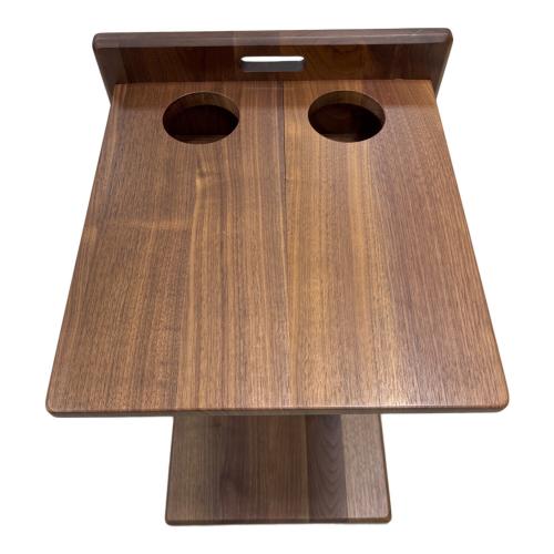大川家具 (オオカワカグ) ドリンクホルダー付きサイドテーブル ブラウン ウォールナット