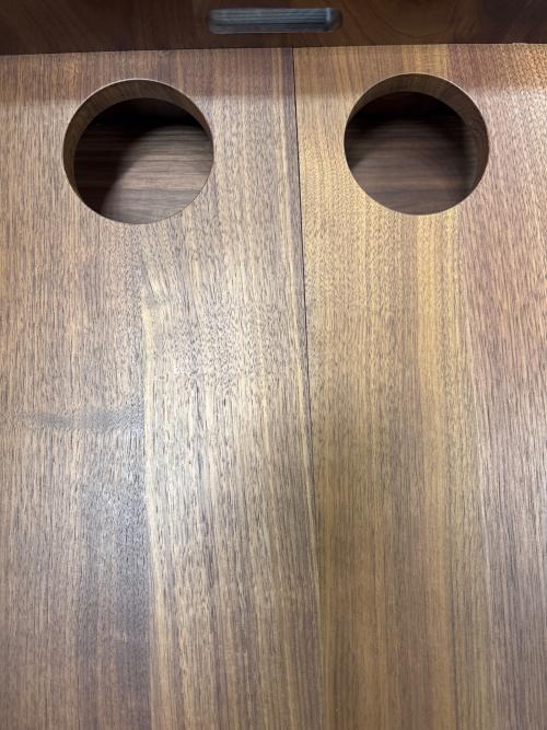 大川家具 (オオカワカグ) ドリンクホルダー付きサイドテーブル ブラウン ウォールナット