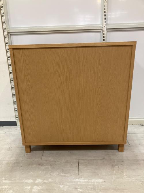 無印良品 (ムジルシリョウヒン) キャビネット オーク材 ガラス扉 棚板1枚欠品・天板浮き有 ナチュラル 廃盤品