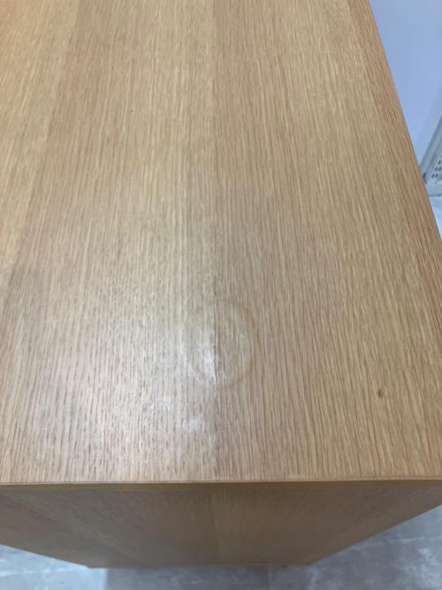 無印良品 (ムジルシリョウヒン) キャビネット オーク材 ガラス扉 棚板1枚欠品・天板浮き有 ナチュラル 廃盤品