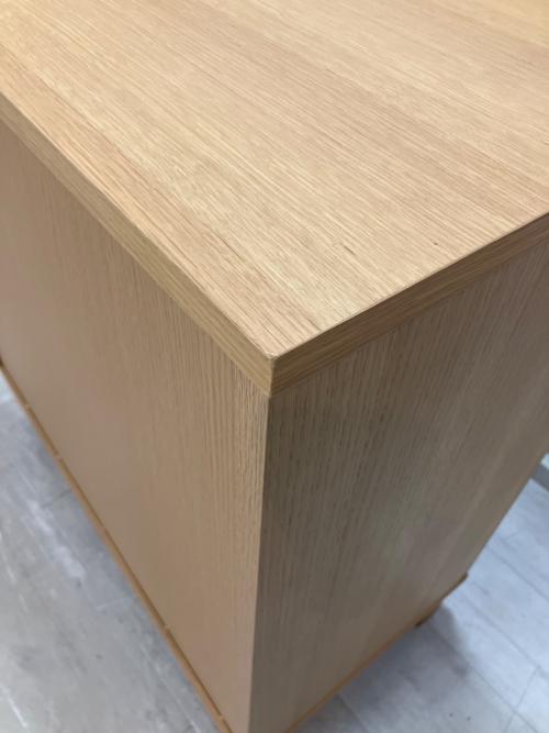 無印良品 (ムジルシリョウヒン) キャビネット オーク材 ガラス扉 棚板1枚欠品・天板浮き有 ナチュラル 廃盤品