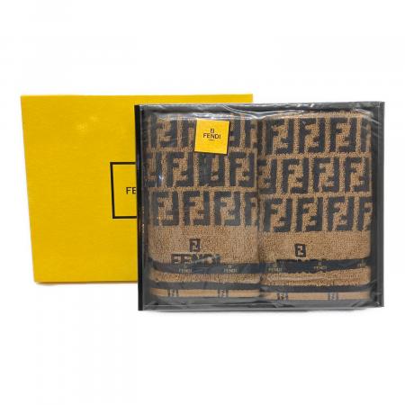 FENDI (フェンディ) フェイスタオルセット ズッカ ブラウン×ブラック