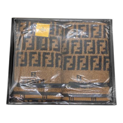 FENDI (フェンディ) フェイスタオルセット ズッカ ブラウン×ブラック