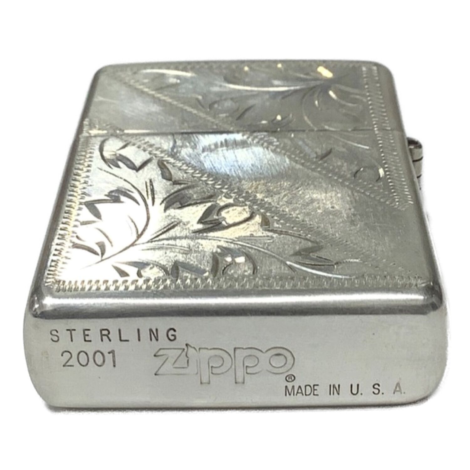 ZIPPO (ジッポ) オイルライター 純銀仕様 手彫刻印 2001年モデル