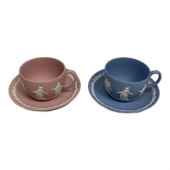 Wedgwood (ウェッジウッド) ティーカップ&ソーサー ピンク＆ブルー ダンシングアワー※ヨゴレ有 ジャスパー 2Pセット