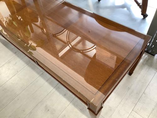 DREXEL HERITAGE (ドレクセルヘリテイジ) ローテーブル ブラウン 430 ガラス天板付