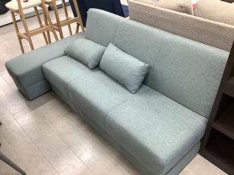 ニトリ ソファーベッド ライトグリーン 48 スツール付 ファブリック メーベル