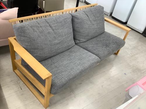 柏木工 (カシワモッコウ) 3人掛けソファー グレー×ナチュラル 275 ファブリック GECCA