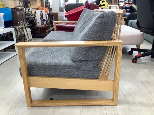 柏木工 (カシワモッコウ) 3人掛けソファー グレー×ナチュラル 275 ファブリック GECCA