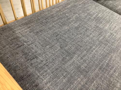 柏木工 (カシワモッコウ) 3人掛けソファー グレー×ナチュラル 275 ファブリック GECCA