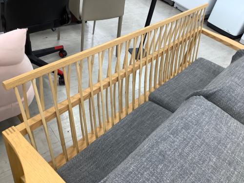 柏木工 (カシワモッコウ) 3人掛けソファー グレー×ナチュラル 275 ファブリック GECCA