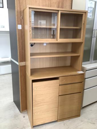 無印良品 (ムジルシリョウヒン) レンジボード ナチュラル 95 2枚扉 オーク材