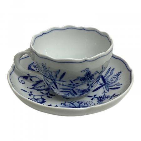 0424-016 カップ＆ソーサー　Meissen　マイセン Meissen (マイセン) カップ&ソーサー 内部ヨゴレ有 ブルーオニオン