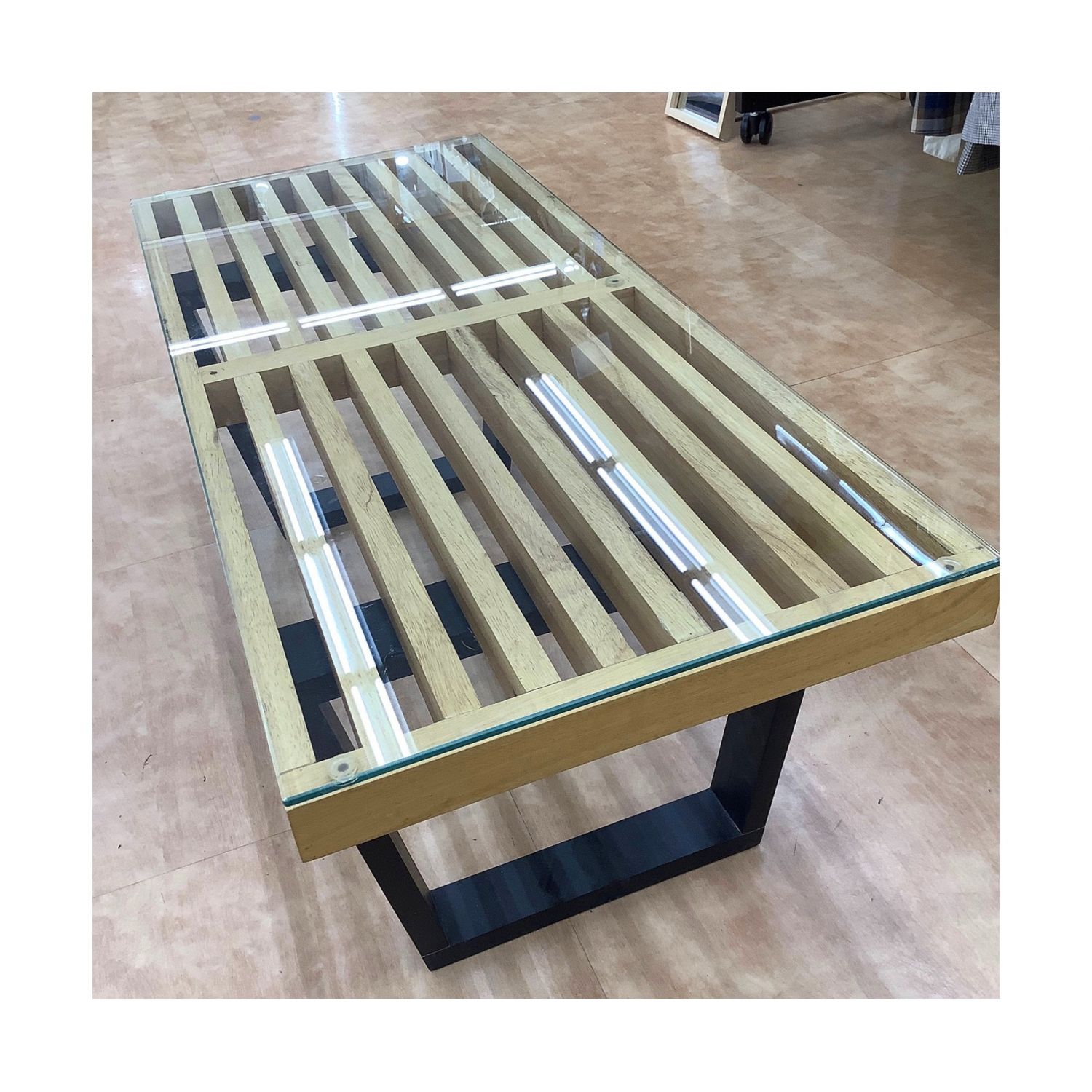 ネルソンベンチ ナチュラル 327 リプロダクト 天板ガラス トレファクonline