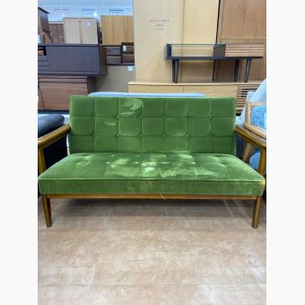 カリモク60 (カリモクロクマル) 2人掛けソファー グリーン×ブラウン Kチェア 2シーター モケットグリーン 2人掛け ファブリック×木製