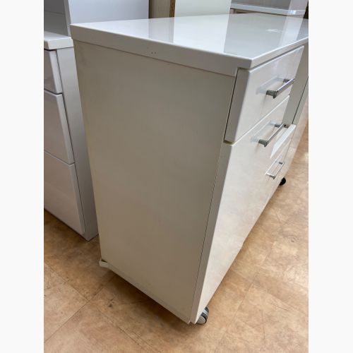 キッチンカウンター ホワイト 2枚扉 引き出し付き