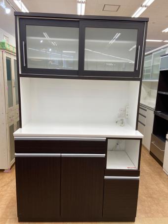 ニトリ レンジボード ダークブラウン×ホワイト 2枚スライド扉