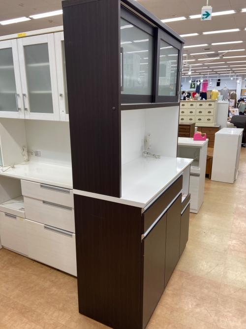 ニトリ レンジボード ダークブラウン×ホワイト 2枚スライド扉