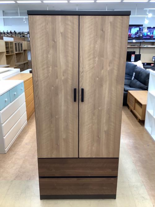 三幸ジャパン (サンコウジャパン) ワードローブ ナチュラル×ダークブラウン 20 2枚扉 2段引き出し BISCUIT 80 FUKU